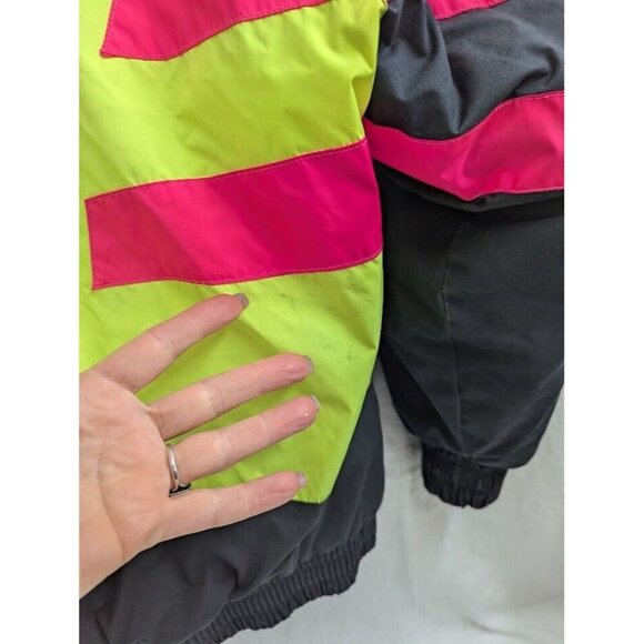 Be in the Current Seen Men's Medium vintage ski jacket, black and neon, zip up - Picture 7 of 15